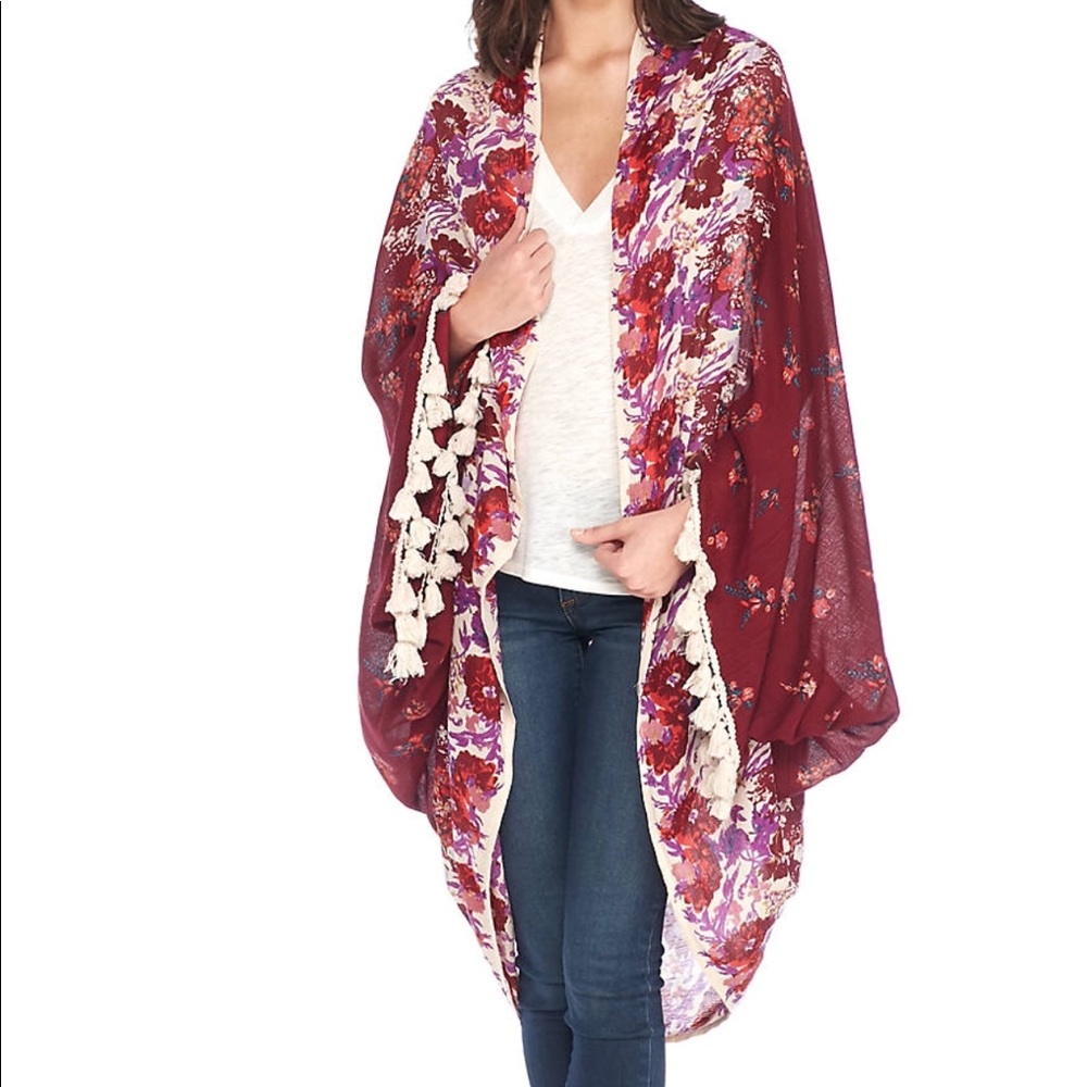 FREE PEOPLE Fringe Ball Kimono